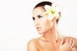 Close-up of beautiful girl with flowers