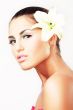 Close-up of beautiful girl with flowers