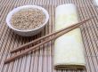 Rice and asian chopsticks