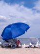 Blue sunshade on a beach