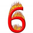 Number 6 on fire