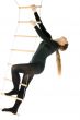 Woman on a rope ladder