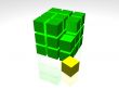 3D Green cube on the white background