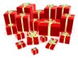 Red gift boxes on white background 3D rendering