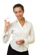 woman with empty business card