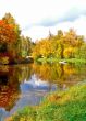 Picturesque pond in autumn day