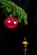  fir-tree  twig and red ball with candle
