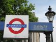 red and blue underground sign
