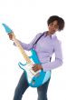 Woman playing an electric guitar