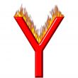 3D Letter Y on Fire