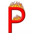 3D Letter P on Fire
