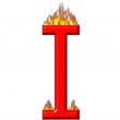 3D Letter I on Fire