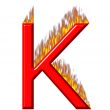 3D Letter K on Fire
