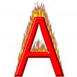3D Letter A on Fire