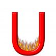 3D Letter U on Fire