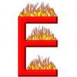 3D Letter E on Fire