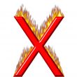 3D Letter X on Fire