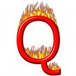 3D Letter Q on Fire