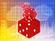 Rolling red dice illustration