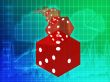Rolling red dice illustration