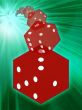 Rolling red dice illustration