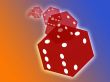 Rolling red dice illustration