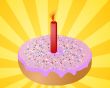 Birthday donut with candle