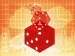 Rolling red dice illustration