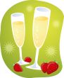 Champagne and strawberries illustration