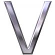 3D Silver Letter V