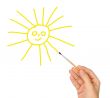 Drawing the sun with the brush