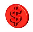 red 3d dollar button