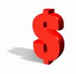 red 3d dollar with a shadow