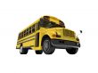 School yellow bus isolated over white