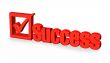 red success word and tick sign