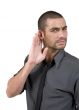 young man hard of hearing