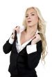 stylish woman holding her collar