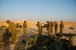 Israeli soldiers excersice in a desert