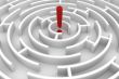 White circle labyrinth. 3D image.