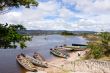 Stop of boats on river