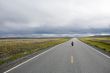 girl staying on highway