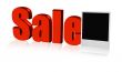 red sale word with reflection and photo frame