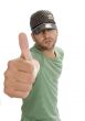 caucasian man showing thumb