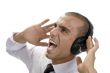 shouting businessman with headphone