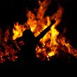 Traditional fire at easter with human silhouette