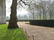 Silent avenue in ancient French abbey
