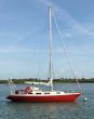 Laid up sailing vessel at an input in a gulf
