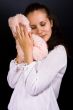 Female with plush bear