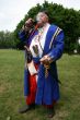 Old ukrainian Cossack with  whiskers and pipe
