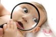 baby`s magnified face